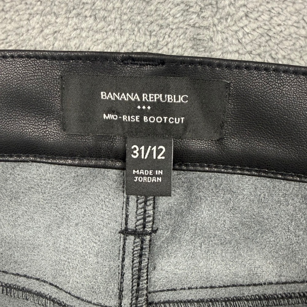 Banana Republic Black Vegan Faux Leather Mid Rise Bootcut Pants 31/12 - Picture 5 of 7